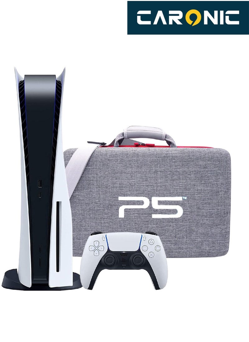 CARONIC PS5 Carrying Case Travel Storage Bag Compatible with Playstation 5 Grey  - Image 1