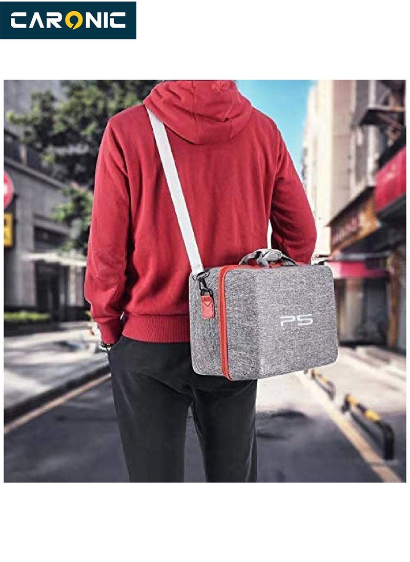 CARONIC PS5 Carrying Case Travel Storage Bag Compatible with Playstation 5 Grey  - Image 3