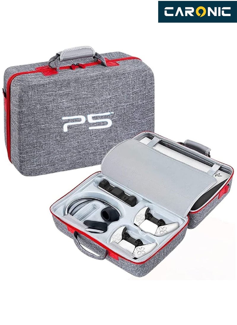 CARONIC PS5 Carrying Case Travel Storage Bag Compatible with Playstation 5 Grey  - Image 5