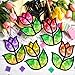 Supervitae 24 Sets Tulip Crafts Kits Mothers Day Crafts Spring Flower Paper Sun Catchers Art Kits DIY Tissue Paper Sign Make Your Own Flower Stickers Scene for Mothers Day Gifts Art Activities - Image 4