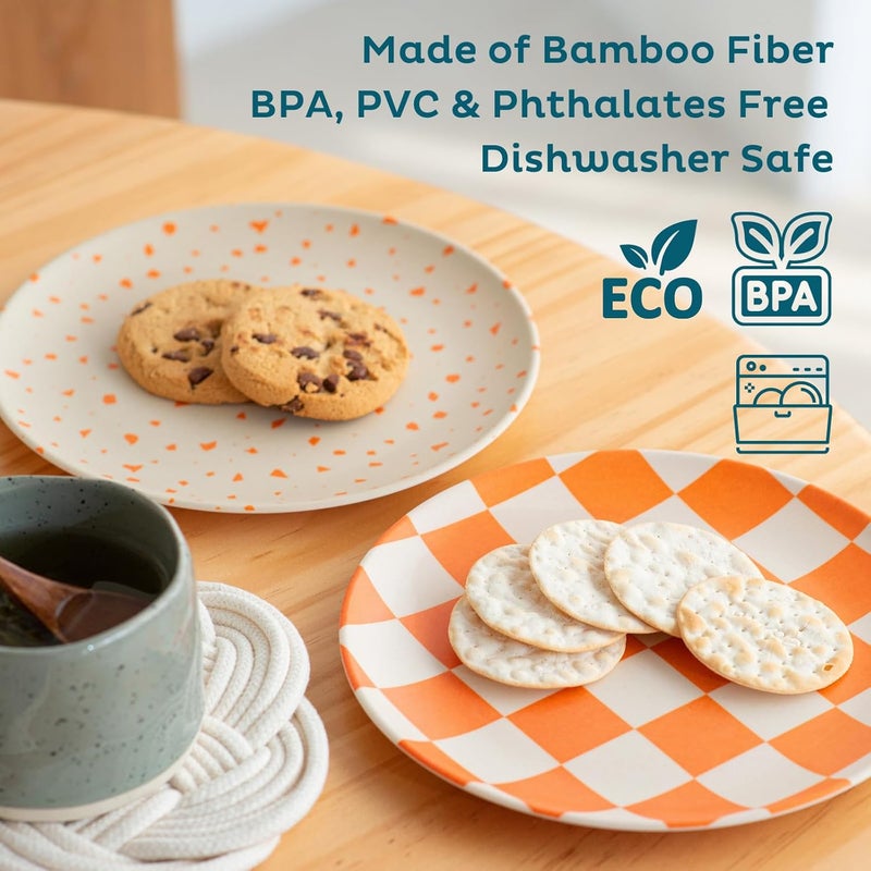 Nook Theory 4 Pack Reusable Bamboo Plates  NonToxic Toddler and Kids Plate Dishwasher Safe Not Microwavable Dinnerware Catdog 8 - Image 4
