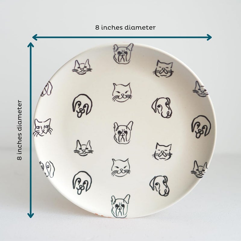 Nook Theory 4 Pack Reusable Bamboo Plates  NonToxic Toddler and Kids Plate Dishwasher Safe Not Microwavable Dinnerware Catdog 8 - Image 2