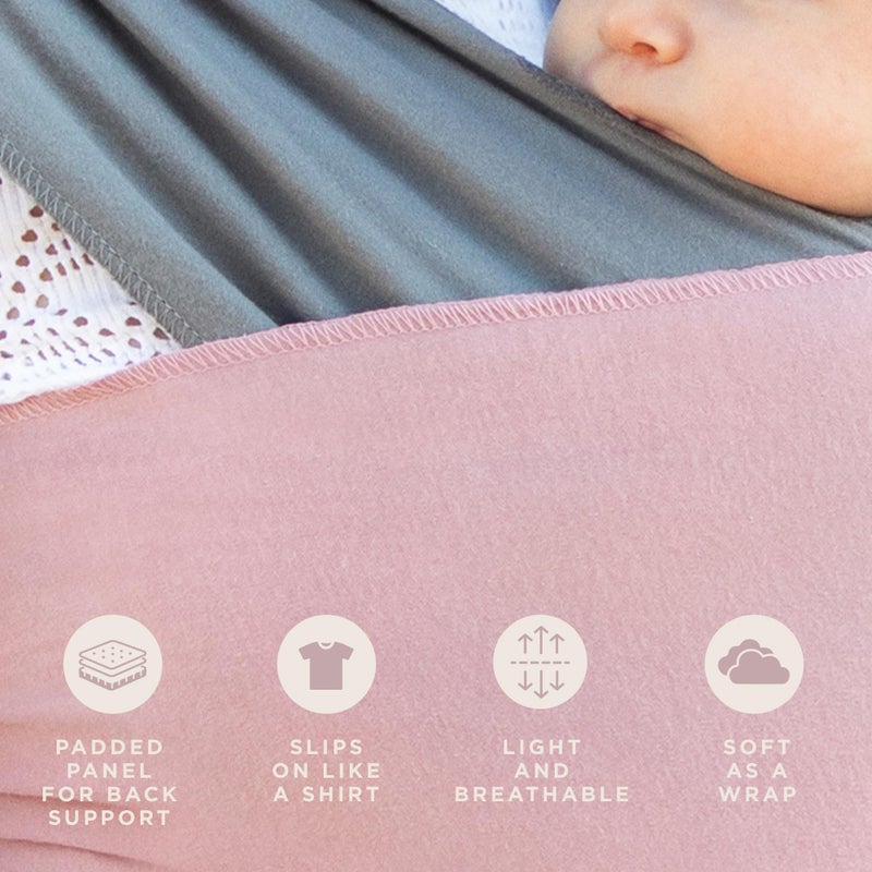 Moby Baby Wrap Carrier Easy-Wrap for Newborns to Toddlers (8-33lbs), Infant Sling Carrier, Lightweight & Hands Free Design for Mom and Dad, Adjustable for All Body Types (Charcoal/Dusty Rose) - Image 4
