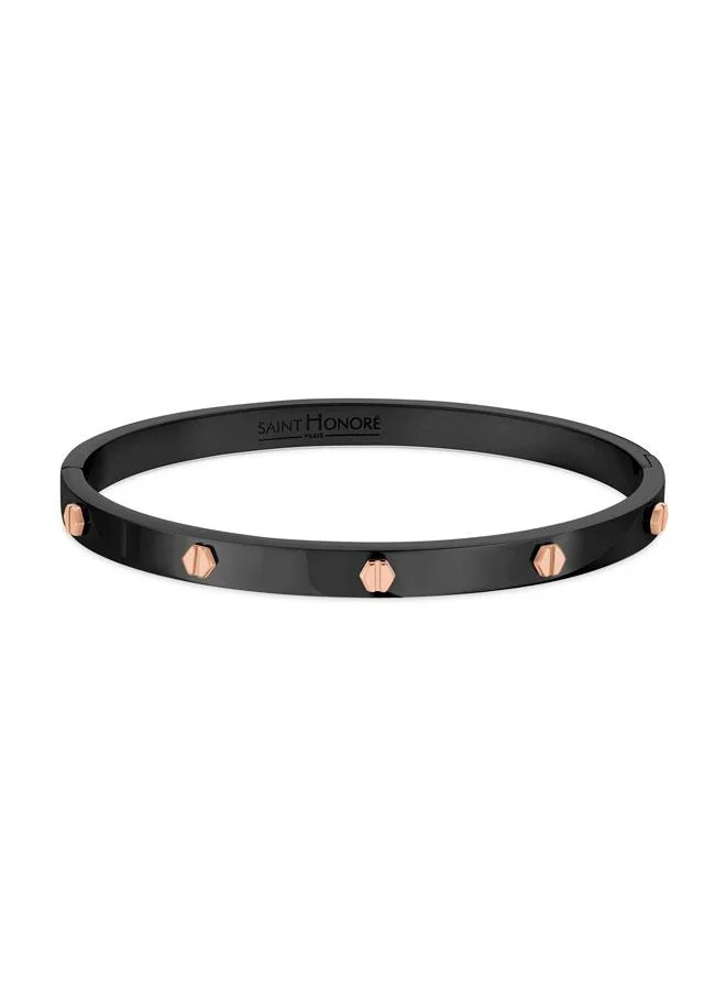 سانت هونور Haussman Black Bangle With Rose Gold Screws for Men's