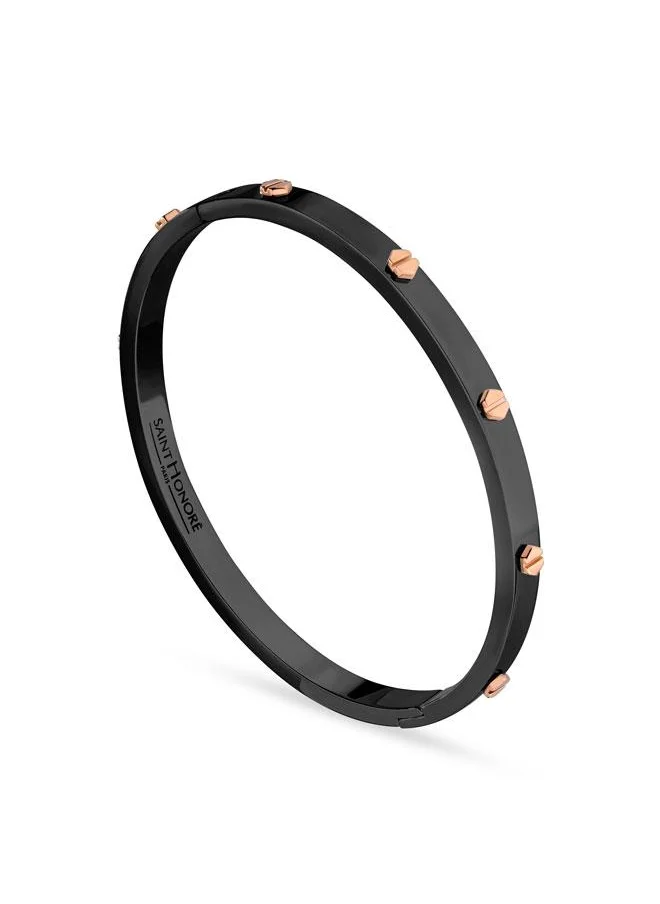 سانت هونور Haussman Black Bangle With Rose Gold Screws for Men's