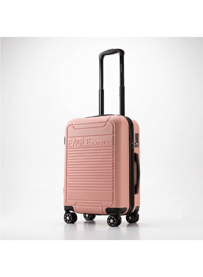 Eagle Express Defender 20 Inch Cabin Luggage Baby Pink, ABS Hard Shell Carry On Trolley Suitcase with Scratch Resistant Design, Silent Double Spinner Wheels, Anti-Theft Zipper, Soft Grip Handle and 2 Year Warranty - Image 1