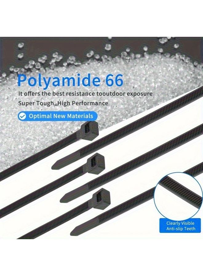 300pcs Black Nylon Cable Ties 3 94in 5 91in 7 87in Heavy Duty Self Tightening Cord Organizer - Image 5