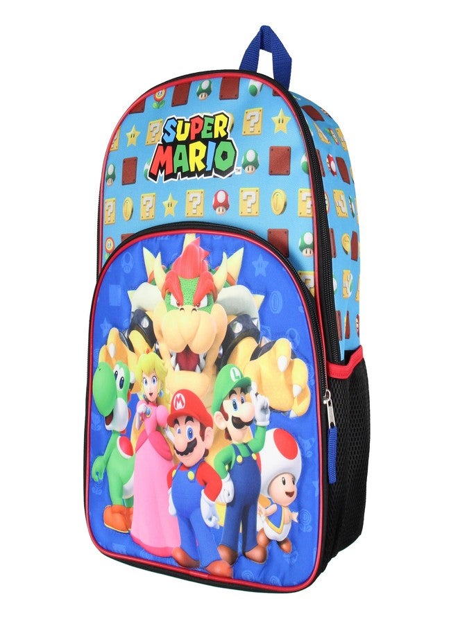 Super Mario Backpack Bowser Luigi Princess Peach Yoshi 16" Kids Bag School Travel Backpack With Quilted Front Design - Image 1