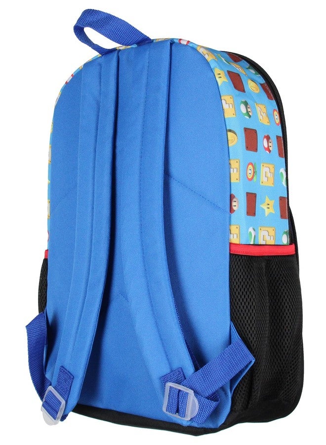 Super Mario Backpack Bowser Luigi Princess Peach Yoshi 16" Kids Bag School Travel Backpack With Quilted Front Design - Image 3