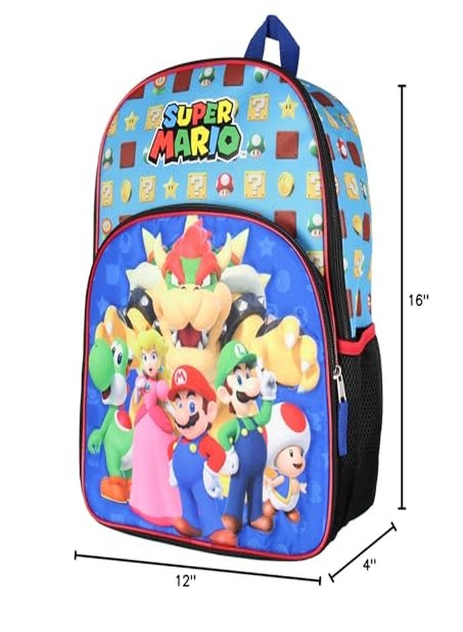 Super Mario Backpack Bowser Luigi Princess Peach Yoshi 16" Kids Bag School Travel Backpack With Quilted Front Design - Image 5