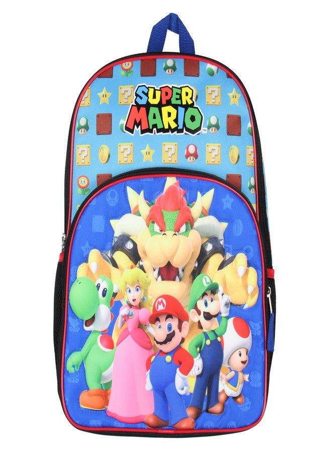 Super Mario Backpack Bowser Luigi Princess Peach Yoshi 16" Kids Bag School Travel Backpack With Quilted Front Design - Image 2