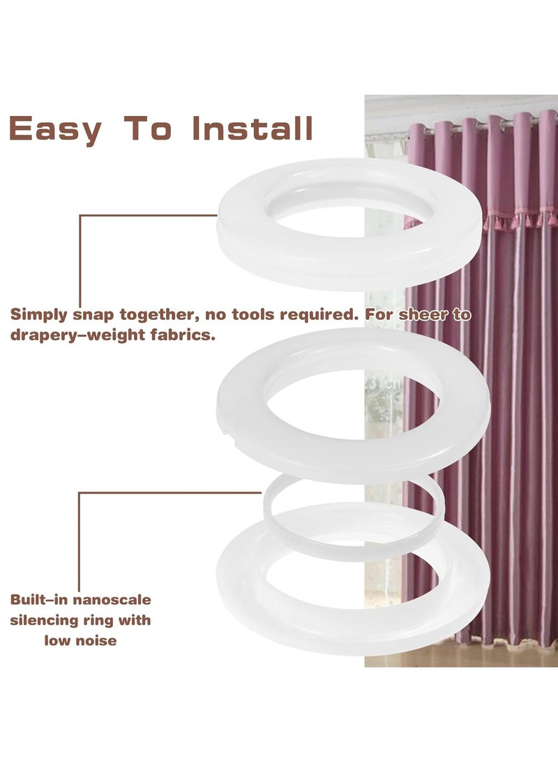 AL WADI FURNITURE AWF Al Wadi Furniture Pack of 30 White Curtain Grommets Round Plastic Curtain Eyelet Rings with nano-scale silencer ring, DIY Rings for Window Curtain, Shower Curtain, Locker Room Door Curtain  - Image 3