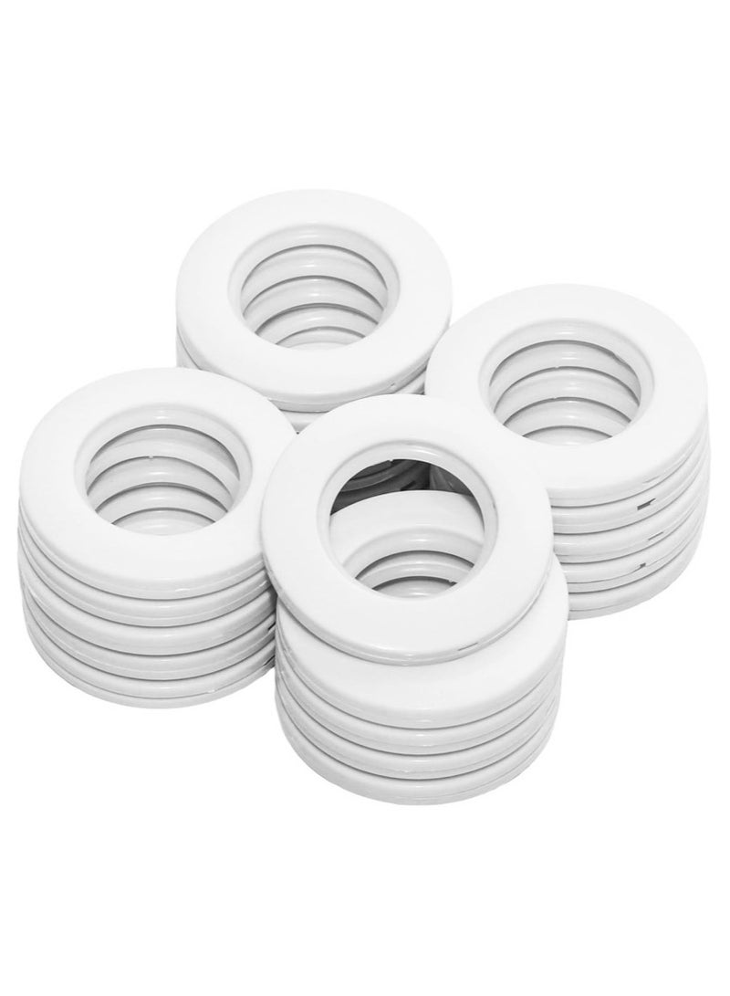 AL WADI FURNITURE AWF Al Wadi Furniture Pack of 30 White Curtain Grommets Round Plastic Curtain Eyelet Rings with nano-scale silencer ring, DIY Rings for Window Curtain, Shower Curtain, Locker Room Door Curtain  - Image 1