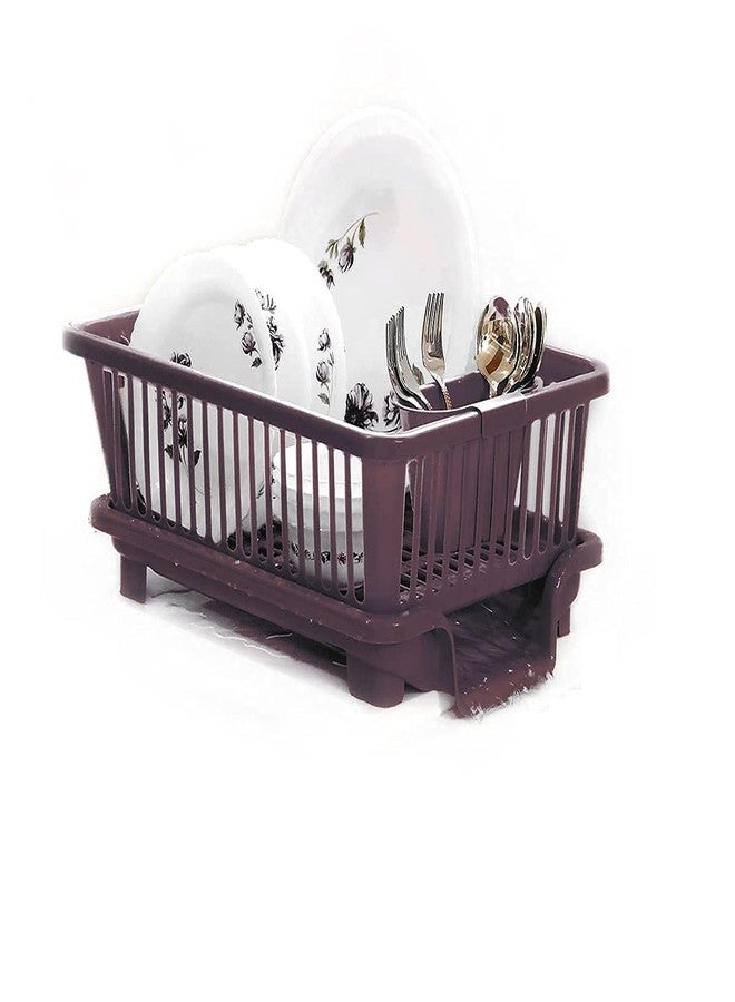 DDecora 3 in 1 Kitchen Sink Dish Rack Drainer Drying Rack Washing Basket - Brown - Image 1