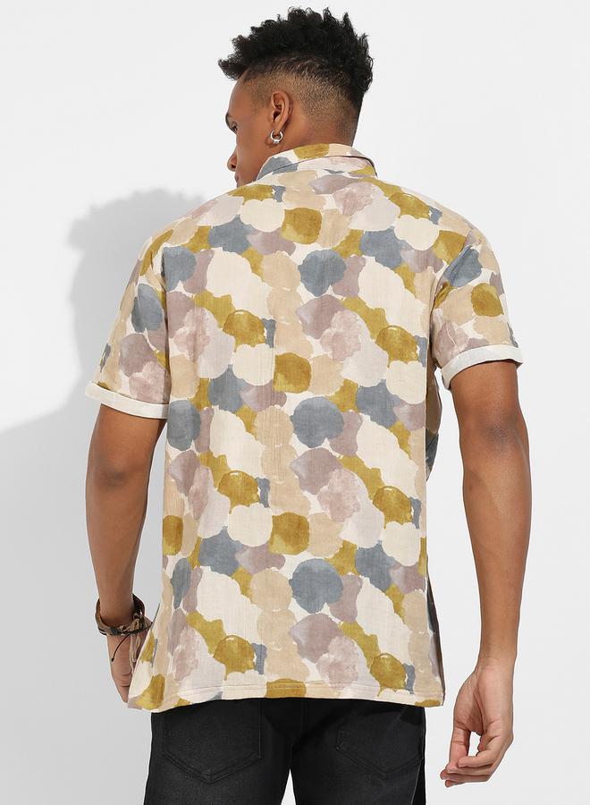 كامبوس سوترا قميص كاجوال بأكمام قصيرة وطبعة مجردة من ستايلي - Image 3