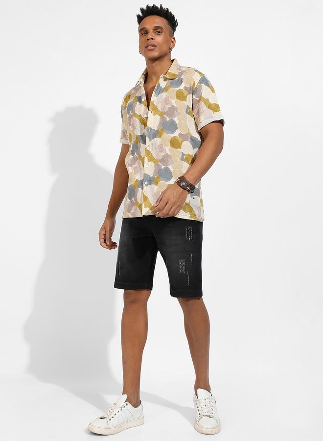 كامبوس سوترا قميص كاجوال بأكمام قصيرة وطبعة مجردة من ستايلي - Image 4