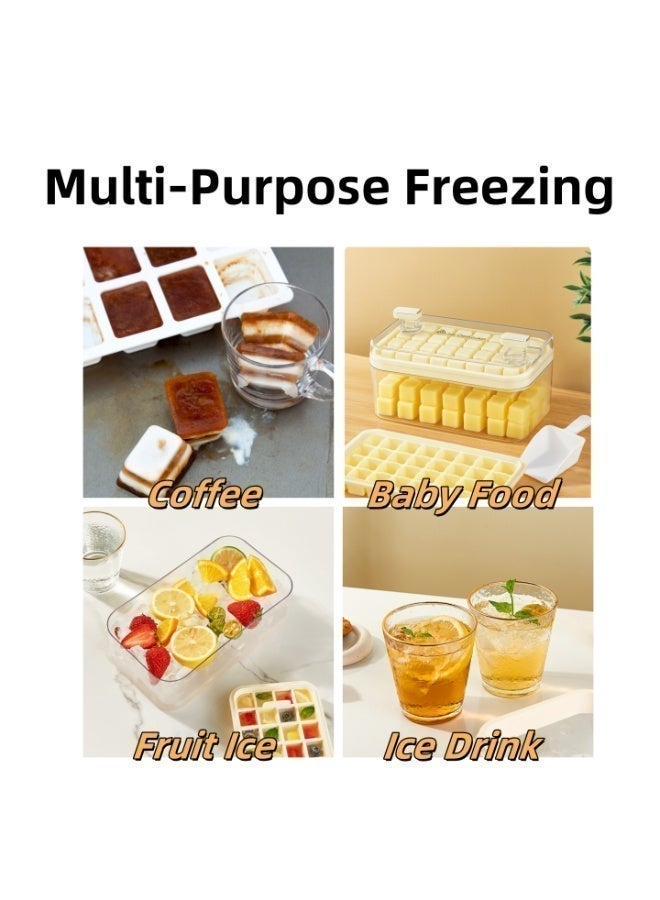Ice Cube Tray with Lid, 32-Cube Easy Release Ice Mold with Storage Box, Food Grade Ice Maker for Freezer and Drinks - Image 2