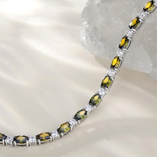 FANCIME Sterling Silver Created Peridot Tennis Bracelet August Birthstone Bracelets Charm Fine Jewelry for Women 7 inches - Image 2