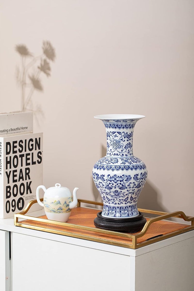 GaLouRo Blue and White Chinoiserie Vase, Ginger Jar for Home Decor, Porcelain Blue and White Decor, 10"H - Image 2