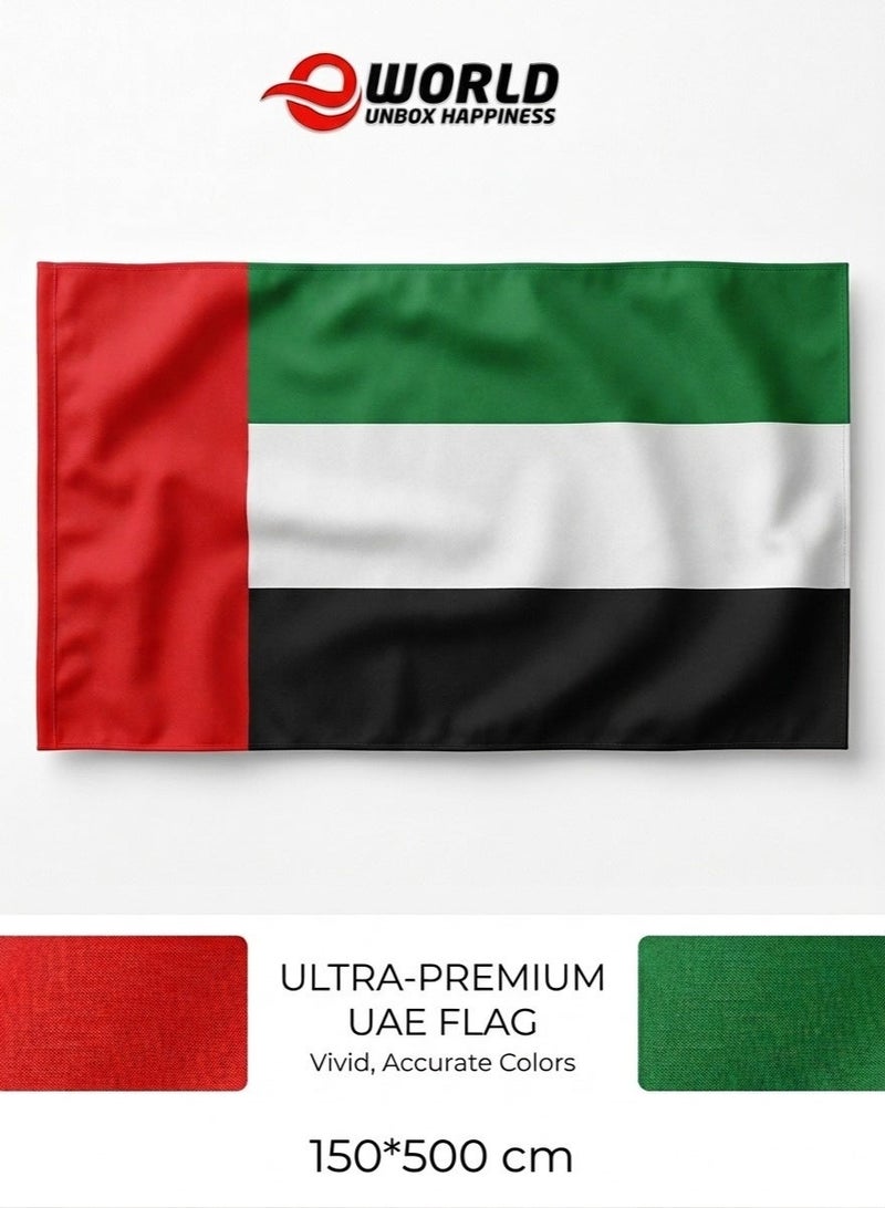 Eworld UAE Flag for Celebration National Day Flag for Home Office & Event Decorations Indoor & Outdoor Use (150 × 500 cm) - Image 1