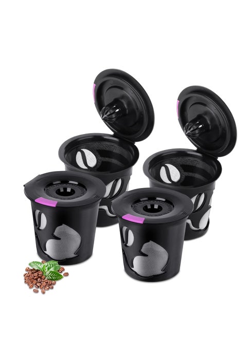 Reusable K Cups Fit for KEURIG 2.0 1.0 K-MINI PLUS Reusable Coffee Filters Pods Universal Fit Keurig Reusable Coffee Pods Filters Leakproof 4 Pack