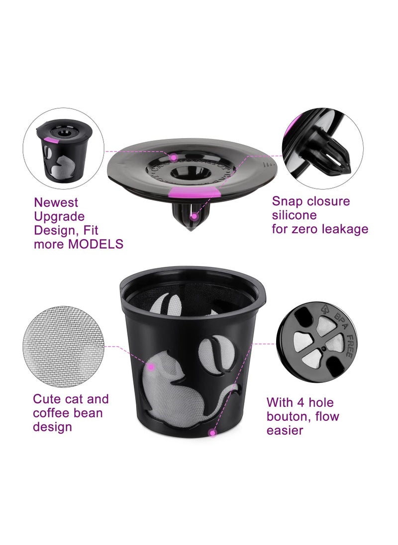 Reusable K Cups Fit for KEURIG 2.0 1.0 K-MINI PLUS Reusable Coffee Filters Pods Universal Fit Keurig Reusable Coffee Pods Filters Leakproof 4 Pack