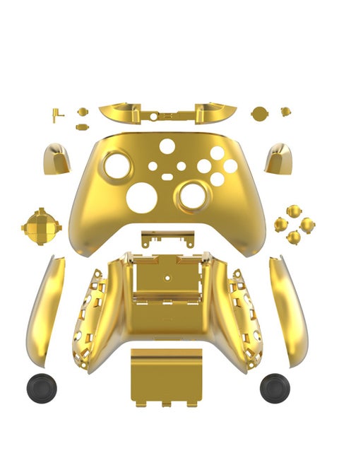 Full Set Housing Shell with/Buttons Touchpad Cover Compatible with Xbox Series X/S Controller, Plating Gold Replacement Decorative Trim Shell Front Back Plates Compatible with Xbox Series X/S Controll