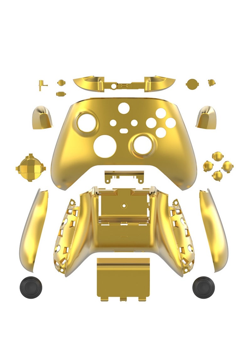 Furtey - Full Set Housing Shell with/Buttons Touchpad Cover Compatible with Xbox Series X/S Controller, Plating Gold Replacement Decorative Trim Shell Front Back Plates Compatible with Xbox Series X/S Controll - Image 1
