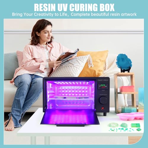 FAST MELT UV Resin Curing Box, 395nm UV Curing Light Station with 36 LED Beads, Auto UV Curing Resin Dryer Timer Setting Digital Display(S/M/H) wit Tray, UV Light for Craft|Jewelry Making|DIY Decor - Image 2