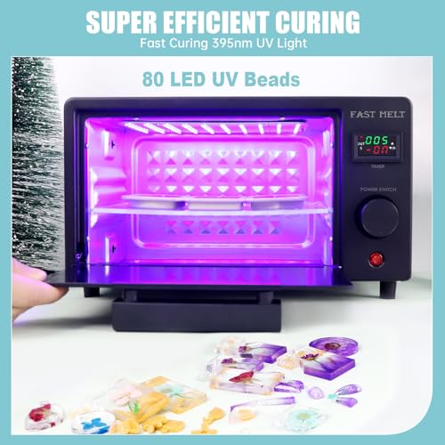 FAST MELT UV Resin Curing Box, 395nm UV Curing Light Station with 36 LED Beads, Auto UV Curing Resin Dryer Timer Setting Digital Display(S/M/H) wit Tray, UV Light for Craft|Jewelry Making|DIY Decor - Image 3