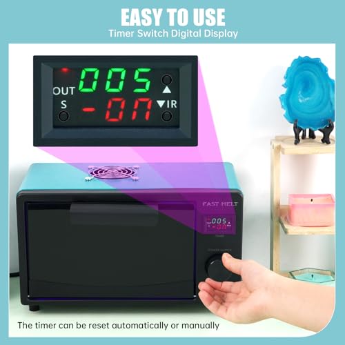 FAST MELT UV Resin Curing Box, 395nm UV Curing Light Station with 36 LED Beads, Auto UV Curing Resin Dryer Timer Setting Digital Display(S/M/H) wit Tray, UV Light for Craft|Jewelry Making|DIY Decor - Image 4