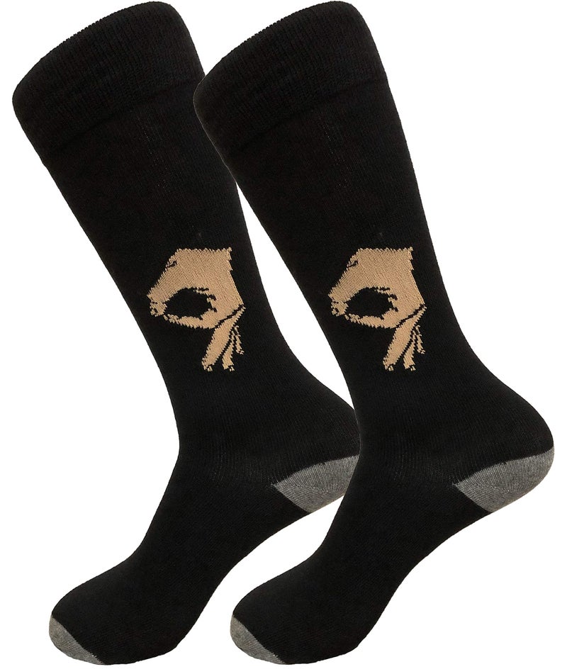 Balanced Co. Circle Game Meme Dress Socks Funny Socks Crazy Casual Cotton (Big Hand Black/Gray) - Image 1