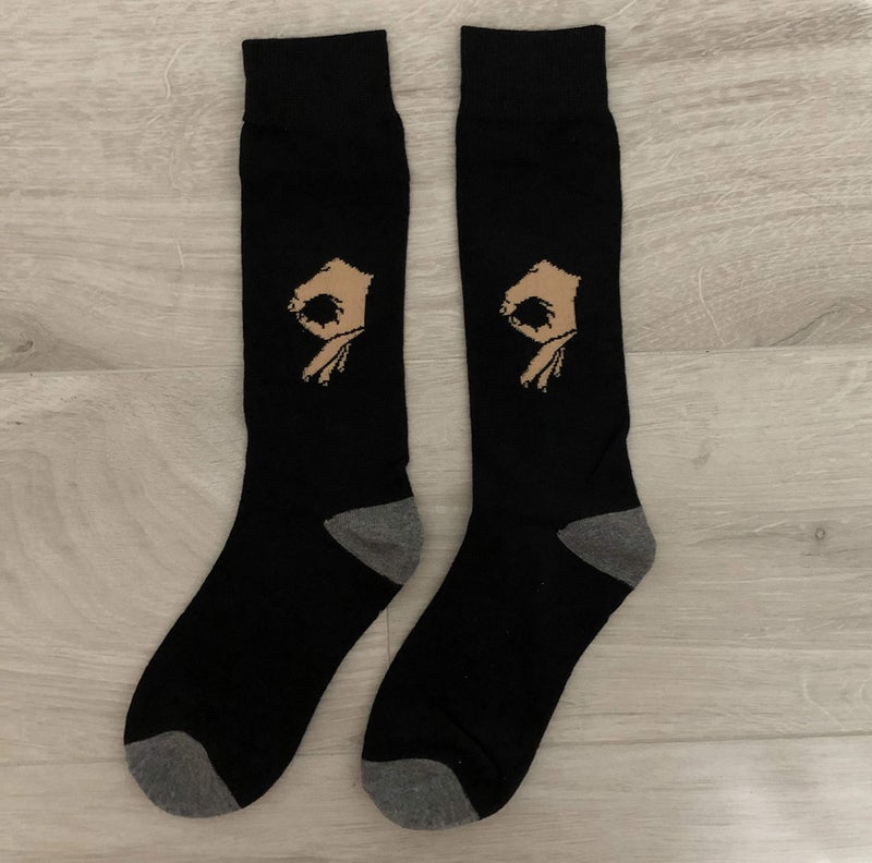 Balanced Co. Circle Game Meme Dress Socks Funny Socks Crazy Casual Cotton (Big Hand Black/Gray) - Image 4