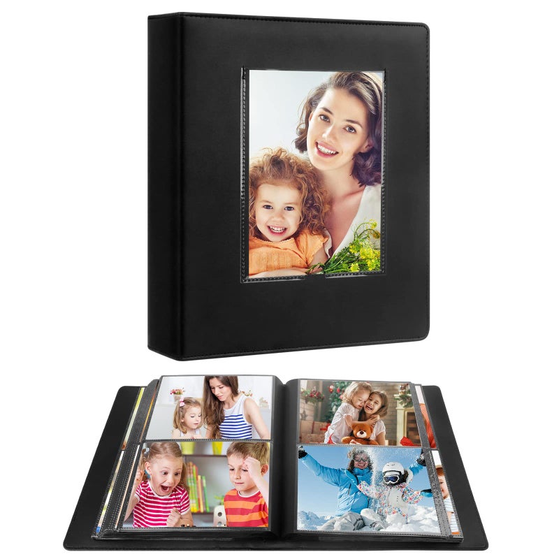 Aevdor 272 Pockets 5x7 Photo Album, Holds 272 Photos, Extra Large Capacity Leather Cover, Photo Album 5x7 for Family Wedding Baby Birthday Christmas Anniversary Pictures (Black) - Image 1