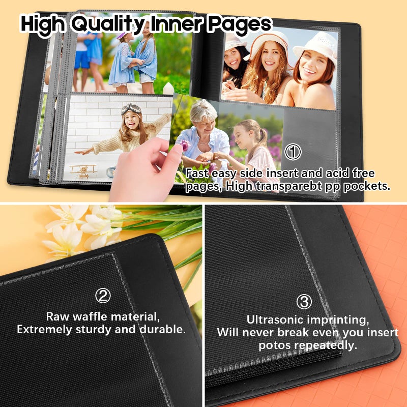 Aevdor 272 Pockets 5x7 Photo Album, Holds 272 Photos, Extra Large Capacity Leather Cover, Photo Album 5x7 for Family Wedding Baby Birthday Christmas Anniversary Pictures (Black) - Image 5