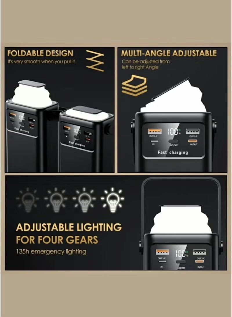 LEVINO 30000mAh Power Bank with Digital Display, 22.5W Fast Charging, Dual USB & Dual Type-C Ports, 4 Built-in Cables, LED Light, Portable Multi-Device Charger for Travel & Outdoor Use – Black - Image 5