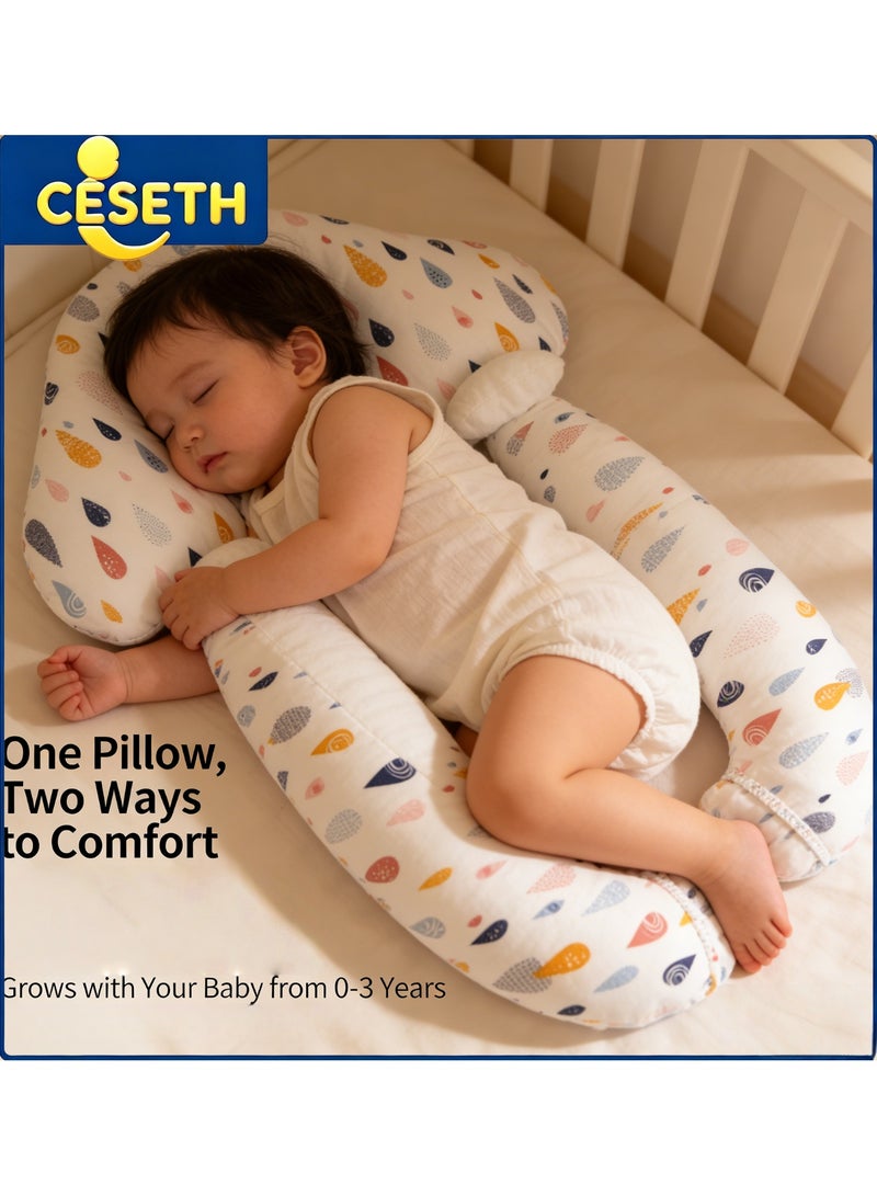CESETH 2-In-1 Baby Support Pillow, U-Shaped Newborn Anti-Roll Pillow, Soft Breathable Cotton Sleep Positioner For Infants, Anti-Scratch Anti-Roll Pillow For 0-3 Years - Image 1