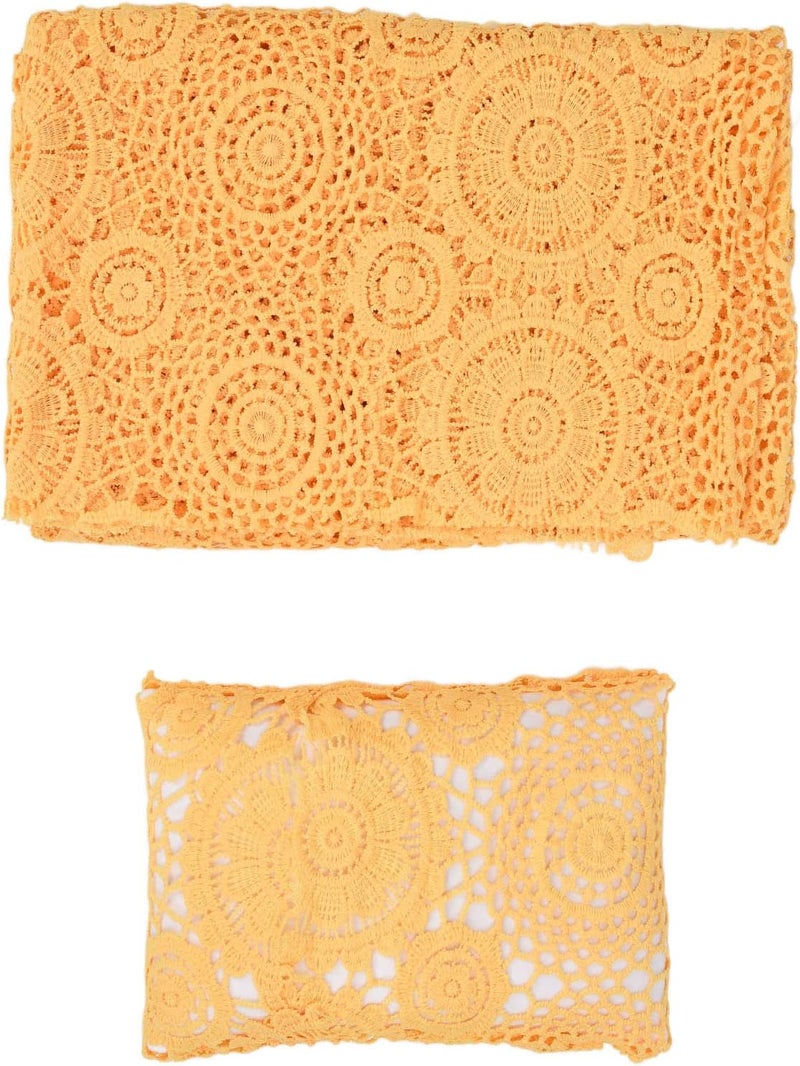 Newborn Shoot Wrap Lace Blanket, Infant Photo Prop with Headband, Soft Baby Photography Props for Newborn Party Costume, for Baby Shower and Memorable Photography Shoo (Yellow) - Image 2