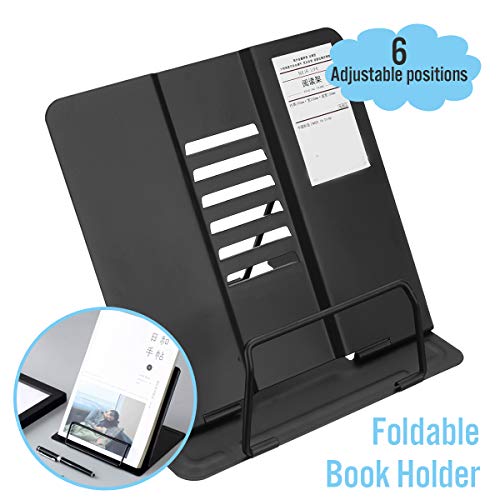 Toxen Book Stand for Reading, Adjustable Reading Rest Holder, Portable Adjustable Reading Rest Holder Cookbook Document Holder for Home Office School (1 PCS) (Black) - Image 3