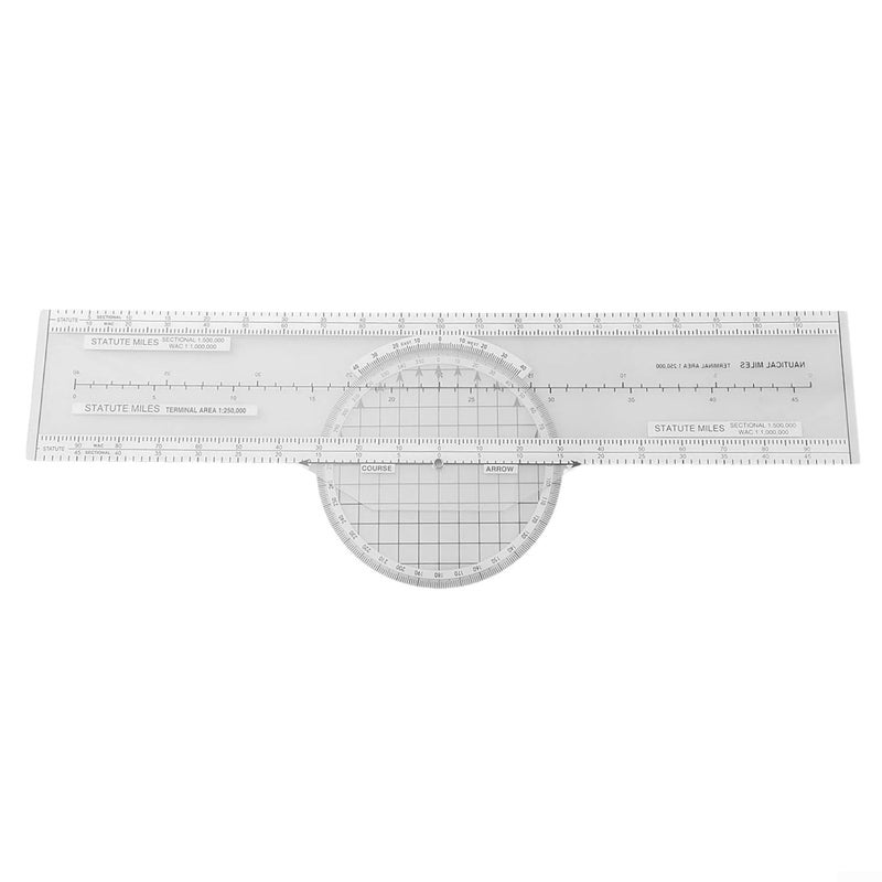Aviation Slide Ruler Plotter 360 Degree Rotating for VFR Navigation Charts ABS 33 6x11 1cm - Image 2