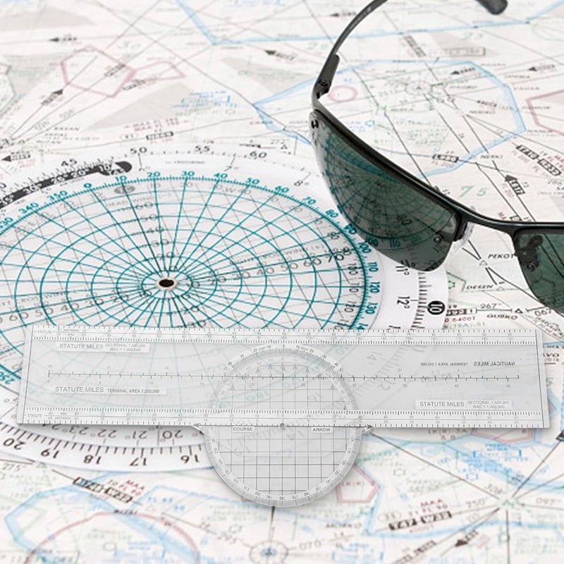 Aviation Slide Ruler Plotter 360 Degree Rotating for VFR Navigation Charts ABS 33 6x11 1cm - Image 3