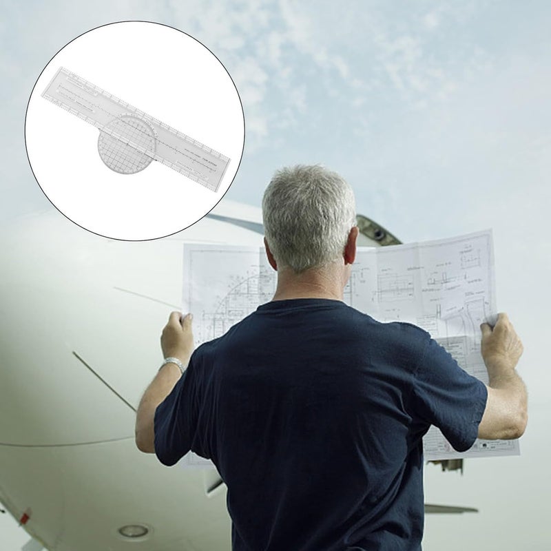 Aviation Slide Ruler Plotter 360 Degree Rotating for VFR Navigation Charts ABS 33 6x11 1cm - Image 4