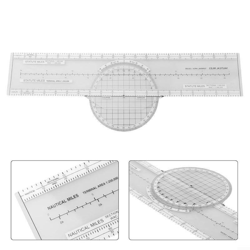 Aviation Slide Ruler Plotter 360 Degree Rotating for VFR Navigation Charts ABS 33 6x11 1cm - Image 5