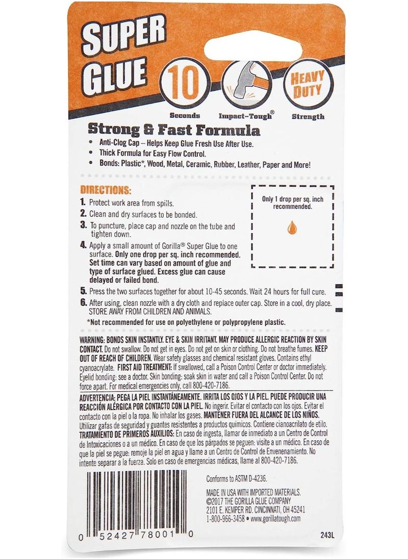 Gorilla Super Glue Tube Clear 2 pack 3 g  - Image 2