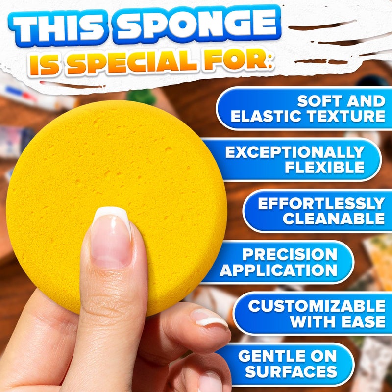 LIBERHAUS Pottery Sponges for Clay - 12 Pcs Tack Sponges for Cleaning Leather Art Sponges for Acrylic Painting Small Sponges Round Sponge Craft Sponges for Painting - Paint Sponges Pottery Sponge for Painting - Image 4