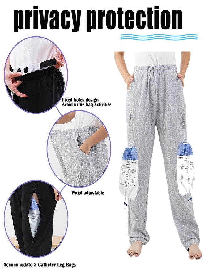 Lmaray Catheter Leg Bag Pants Hold 2 Larger Urine Bag Catheter Bag Holder Nephrostomy Bag Pants for Ostomy, Foley(Medium, Grey - Image 4