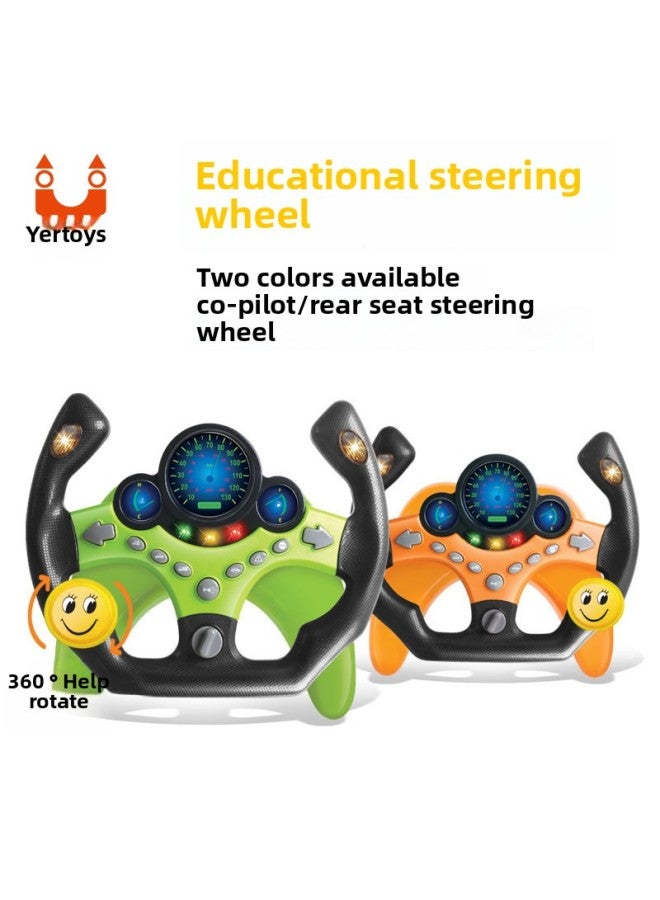 Car Co-pilot Steering Wheel Early Education Music Steering Wheel Toy Simulation Educational Children's Car Toys-Color:Green Rambo Steering Wheel With Base - Image 2
