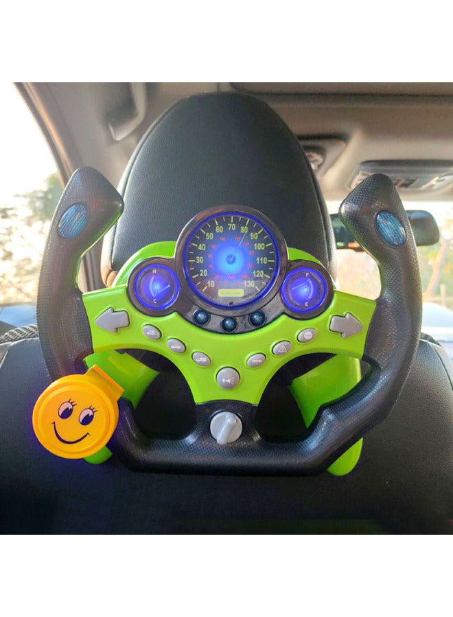 Car Co-pilot Steering Wheel Early Education Music Steering Wheel Toy Simulation Educational Children's Car Toys-Color:Green Rambo Steering Wheel With Base - Image 3