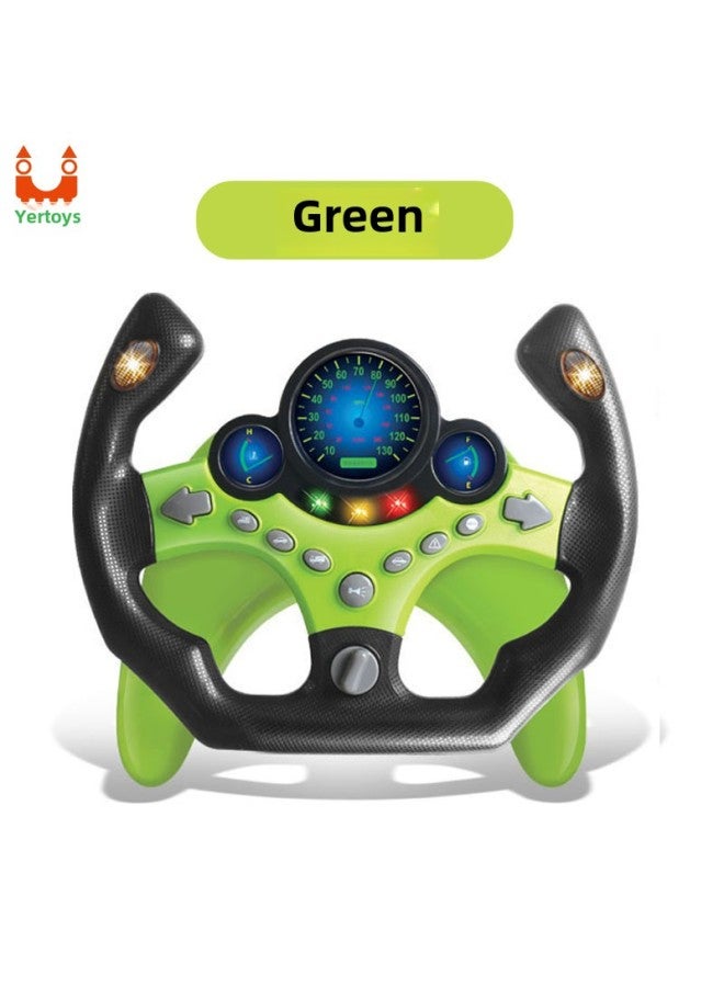 Car Co-pilot Steering Wheel Early Education Music Steering Wheel Toy Simulation Educational Children's Car Toys-Color:Green Rambo Steering Wheel With Base - Image 1