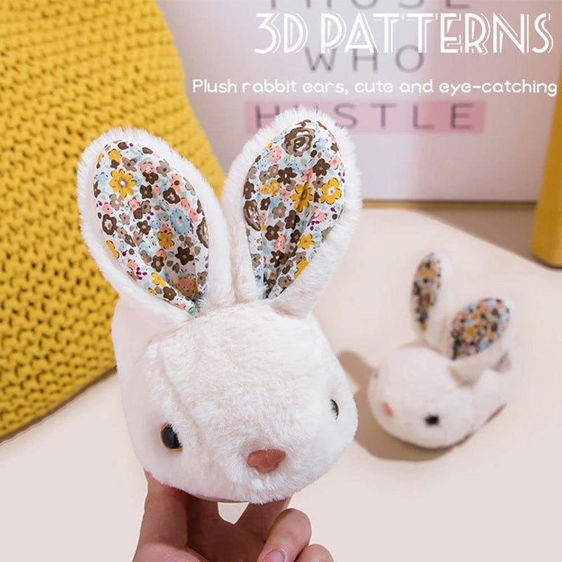 Fadezar Toddler Slippers Girl Boy House Slipper Kids Rabbit Winter Slipper Warm Bunny Slippers Soft Plush Indoor Girls Boys Slipper Cover Heel White 11.5-12 little kids CN 190 - Image 2